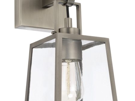 Kenner 1-Light Sconce In Antique Nickel With Clear Rain Glass Online Sale