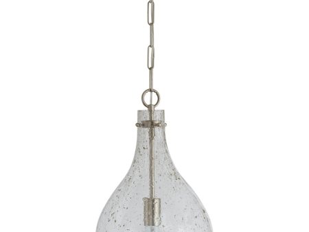 1-Light Pendant In Brushed Nickel With Stone Seeded Glass Supply