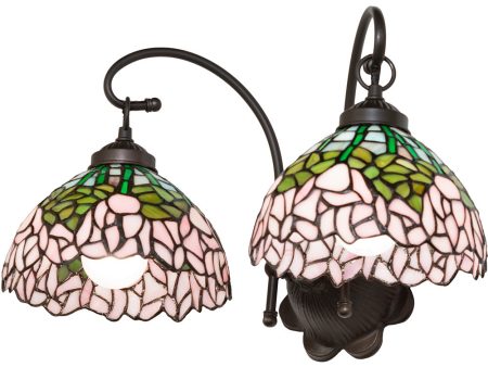 18  Wide Tiffany Cabbage Rose 2 Light Wall Sconce For Cheap