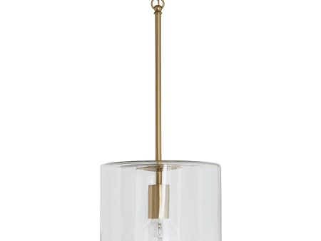 1-Light Pendant In Polished Brass With Clear Glass Fashion