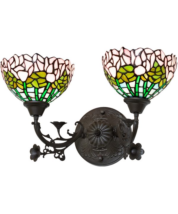 19  Wide Tiffany Cabbage Rose 2 Light Wall Sconce Sale