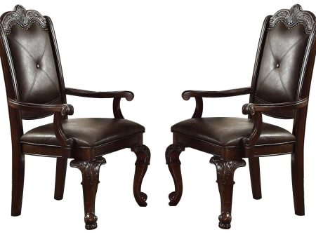 Crown Mark Kiera Dining Arm Chair in Warm Brown (Set of 2) 2150A For Cheap