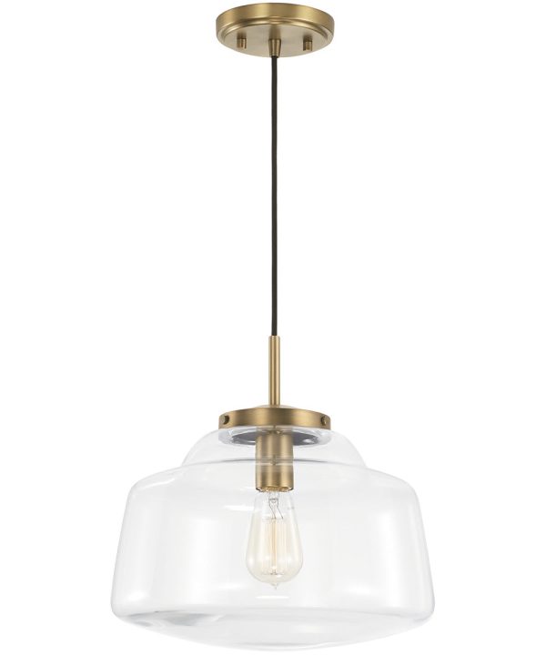 Dillon 1-Light Pendant Aged Brass For Sale