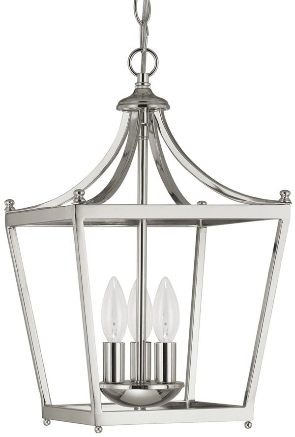 10 W Stanton 3-Light Foyer  Polished Nickel Hot on Sale