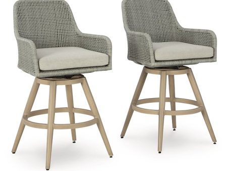 Seton Creek Outdoor Bar Height Barstool with Cushion (Set of 2) Online now