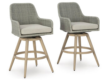 Seton Creek Outdoor Bar Height Barstool with Cushion (Set of 2) Online now