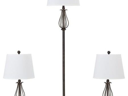 Brycestone Floor Lamp with 2 Table Lamps Discount