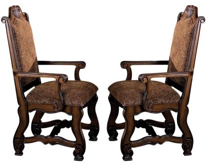 Crown Mark Neo Renaissance Dining Arm Chair in Warm Brown (Set of 2) 2401A Sale