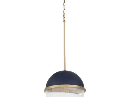 1-light Pendant Blue w  Aged Brass Hot on Sale