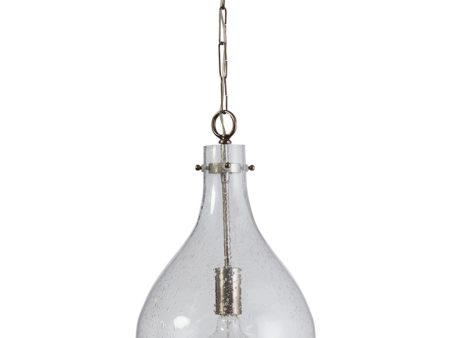 1-Light Pendant In Polished Pewter With Clear Seeded Glass Online