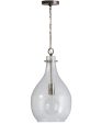 1-Light Pendant In Polished Pewter With Clear Seeded Glass Online