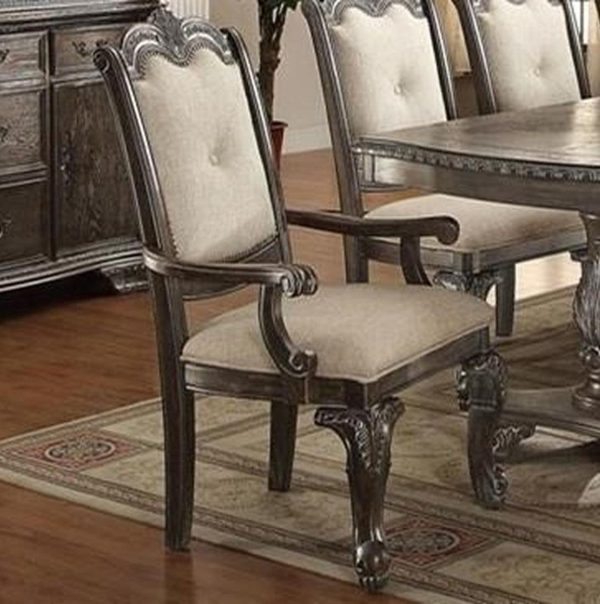 Crown Mark Kiera Arm Chair (Set of 2) in Grey 2151A-GY Hot on Sale