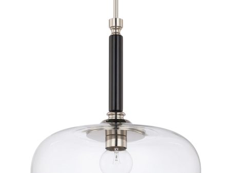 1-Light Pendant In Black Tie With Clear Glass Online Hot Sale