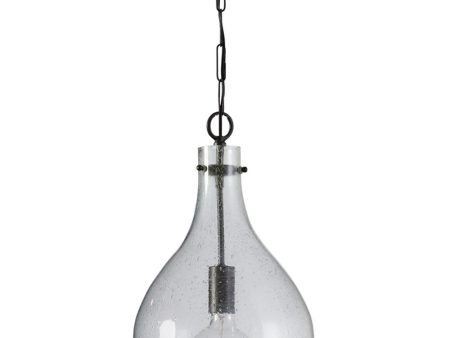 1-Light Pendant In Pewter With Recycled Seeded Glass Hot on Sale