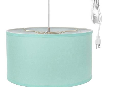 1 Light Swag Plug-In Pendant 18 w Island Paradise Blue Shade, 17  White Cord Online Hot Sale